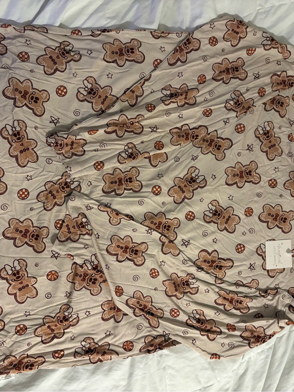 Women’s Mickey Gingerbread Print Sleepwear Shirt - Beige